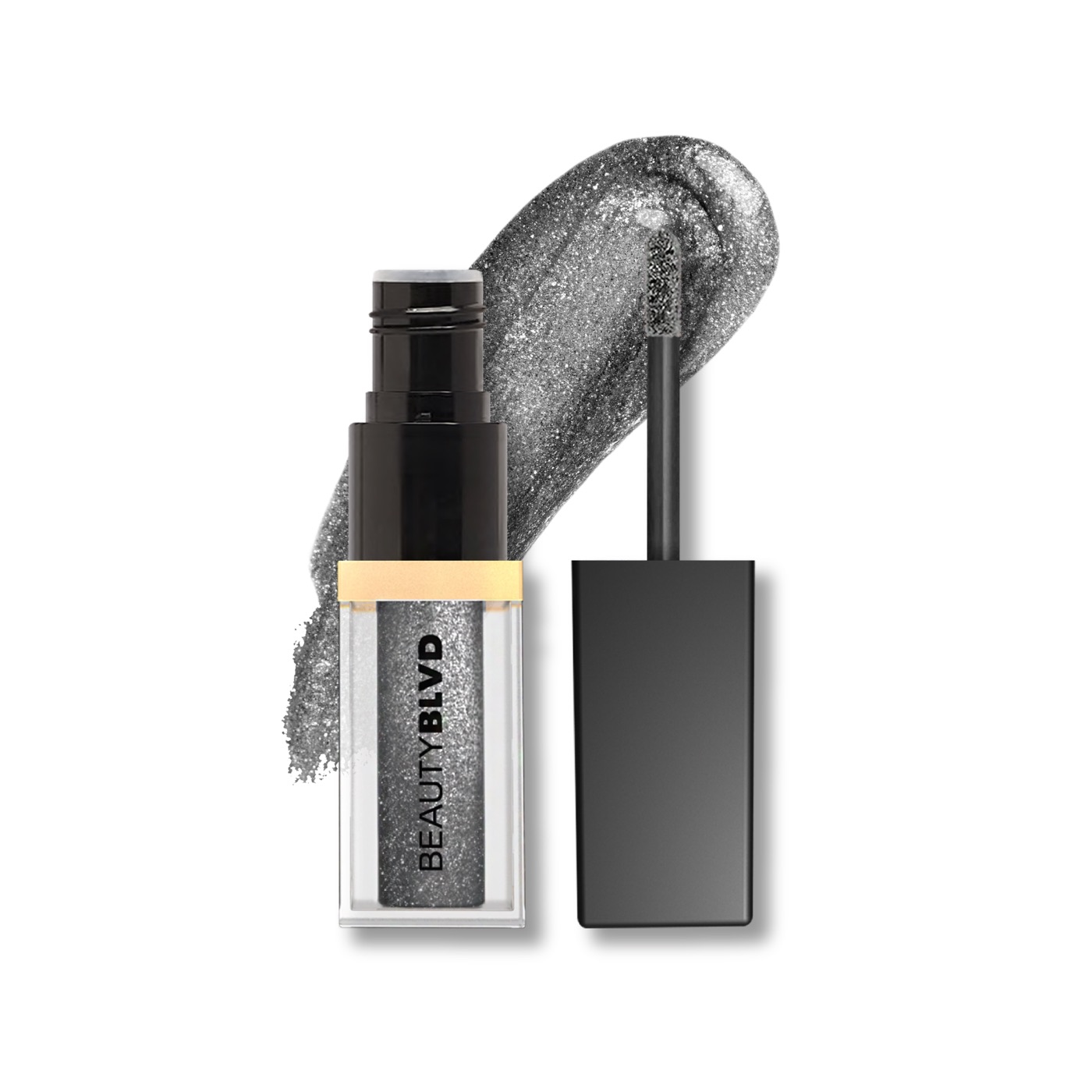 Molten Metal Glitter Eyeshadow in Melisant, Open Container & Swatch